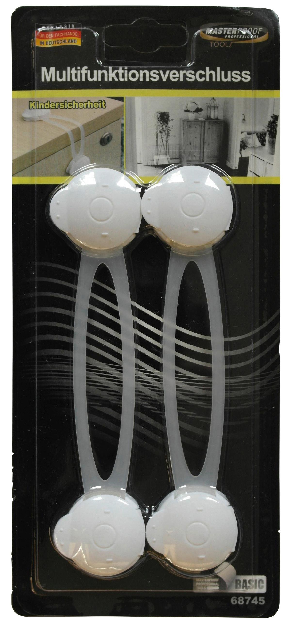 Kindersicherung Selbstklebend 2 Stk., für Türen U. Fenster - Weiß, KONVENTIONELL, Kunststoff (3/15,5cm)