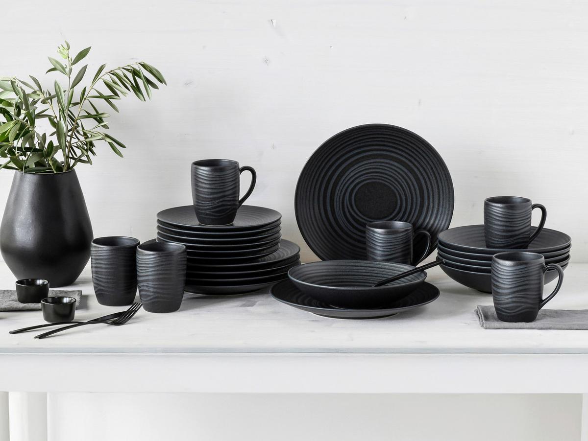 KOMBISERVICE LAVA STONE BLACK - Schwarz, Basics, Keramik - Creatable