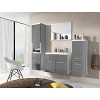 Badmöbel-Set 5-Tlg. Alba B: 140 cm Weiß Matt/ Grau - Weiß/Grau, LIFESTYLE, Holzwerkstoff (120cm) - P & B