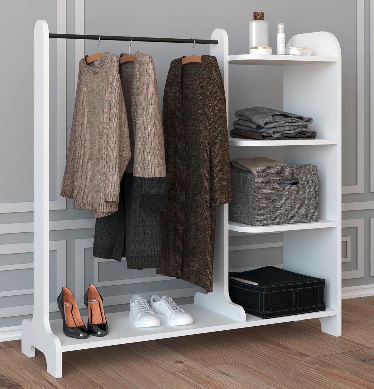 Garderobe Lempu Weiß - Weiß, MODERN, Holzwerkstoff (106/110/35cm) - MID.YOU
