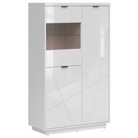 Vitrine Forn Glass-Door Cabinet - Weiß Hochglanz/Schwarz, Design, Glas/Holzwerkstoff (94/157/42,5cm)