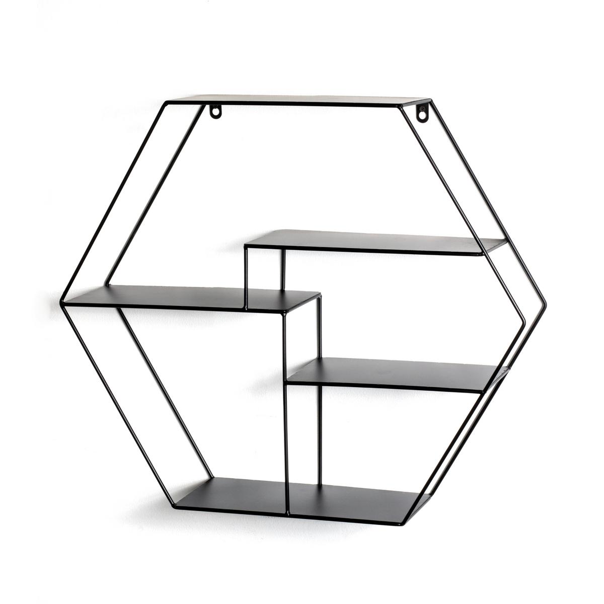 Nástěnný regál KIRKLESS 3 černý - černá, Moderní, kov (61/54/16cm)