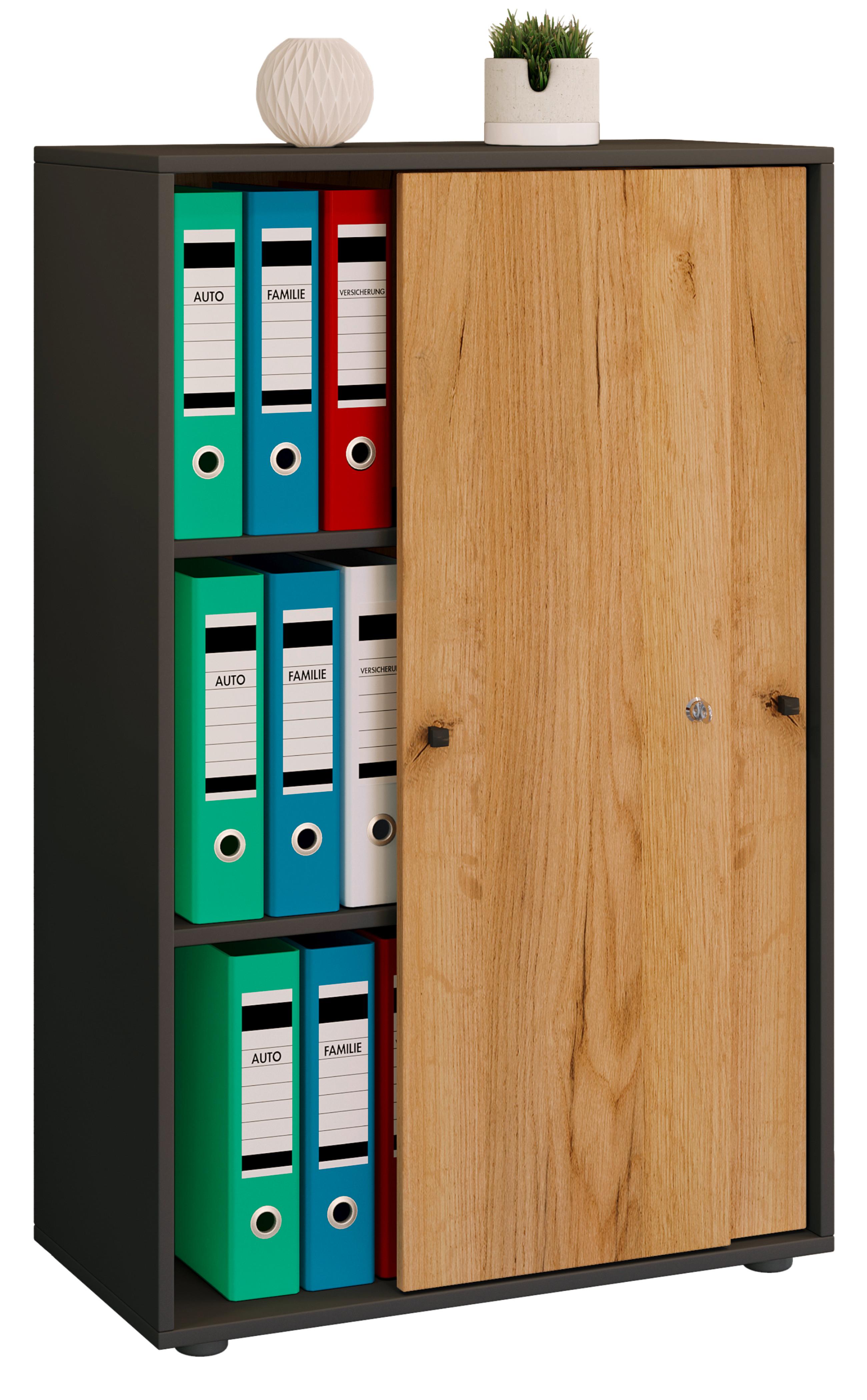 Aktenschrank Lona Anthrazit/Eiche Dekor B: 70cm - Honigeiche/Anthrazit, Design, Holzwerkstoff (70/110/39cm) - MID.YOU