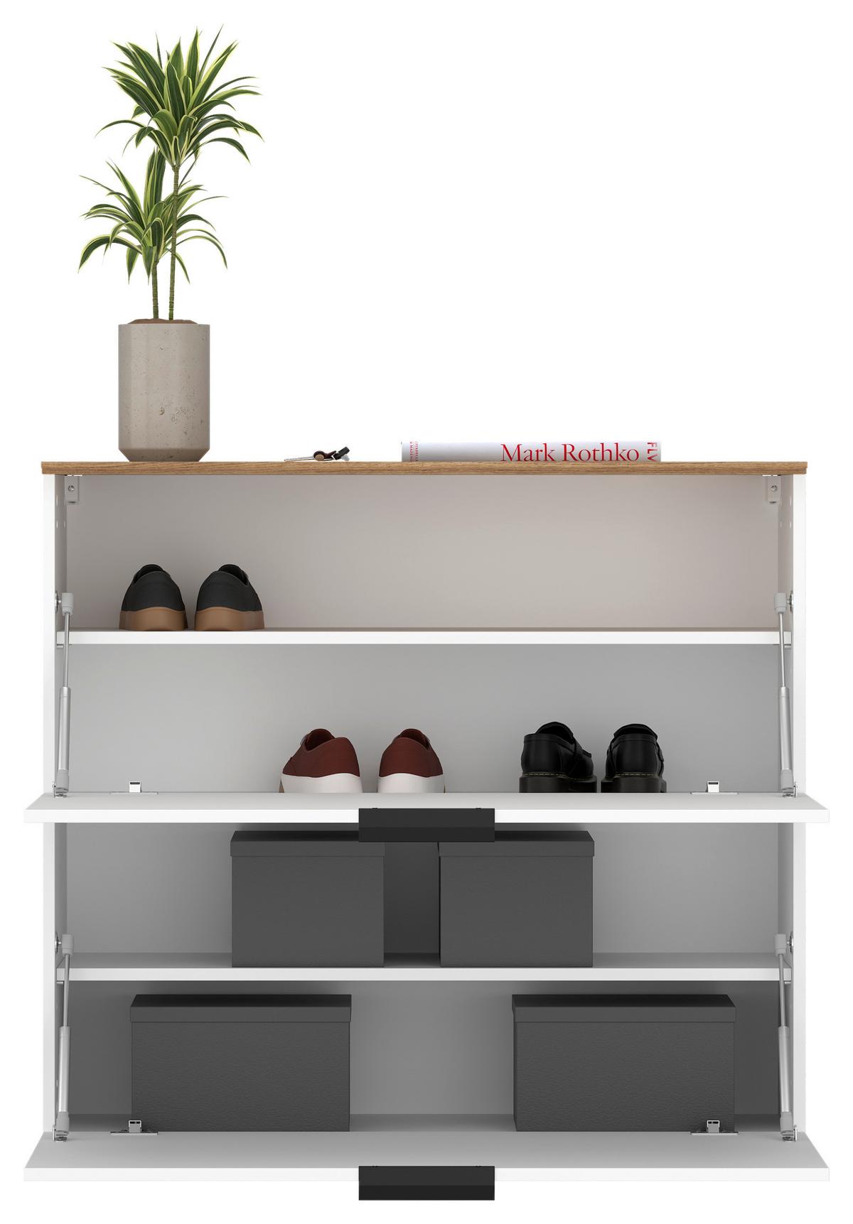 Schuhkipper Aladin Stehend & Hängend Montierbar - Eichefarben/Schwarz, MODERN, Holzwerkstoff (100/105/35cm)