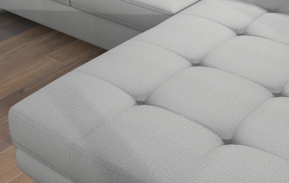 Ecksofa Armando Hellgrau S: 289x203 Cm - Chromfarben/Hellgrau, Design, Textil (289/203cm) - MID.YOU
