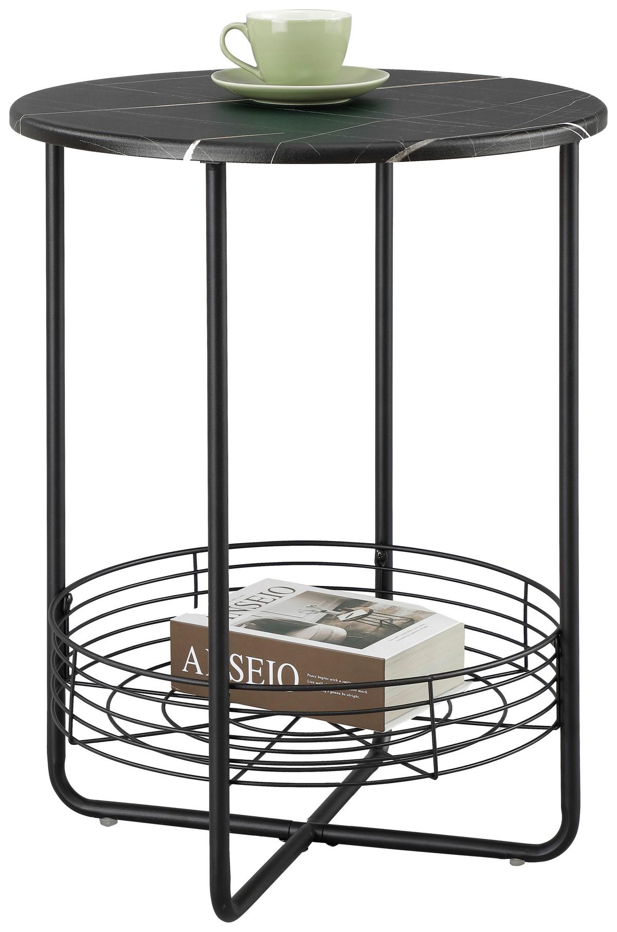 Beistelltisch Neapal Schwarz B: 40 cm - Schwarz, Trend, Holzwerkstoff/Metall (40/50cm)