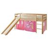 Spielbett Manuel Pink Kiefe Massiv 90 Cm Leiter Rutsche - Pink/Kieferfarben, Natur, Holz (90/200cm) - MID.YOU