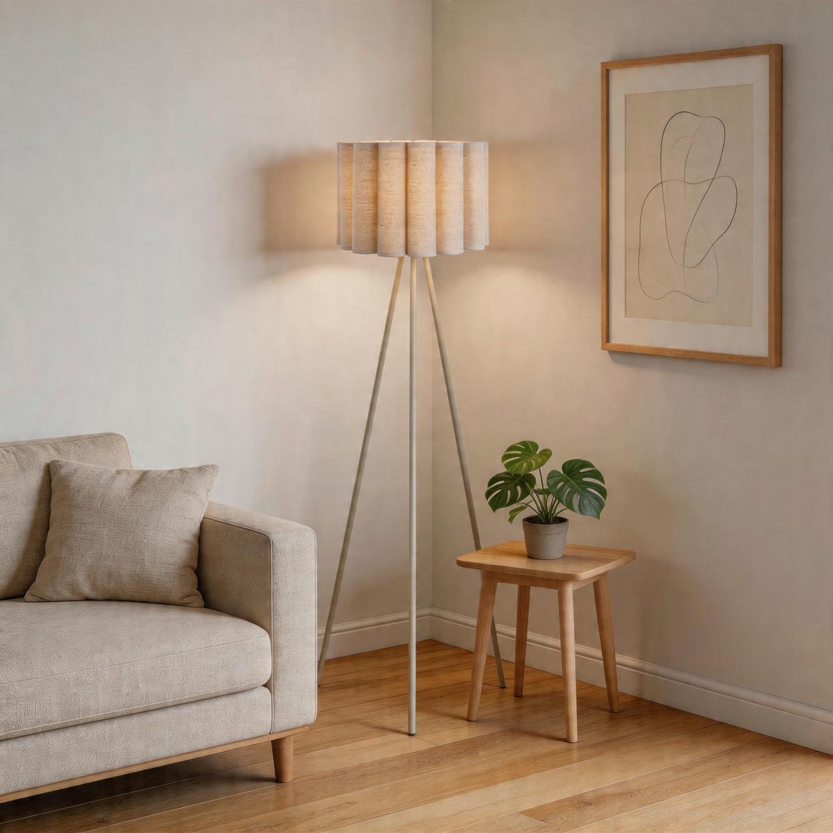STOJACIA LAMPA SEJLA - béžová, Modern, kov/textil (50/50/150cm) - Mömax