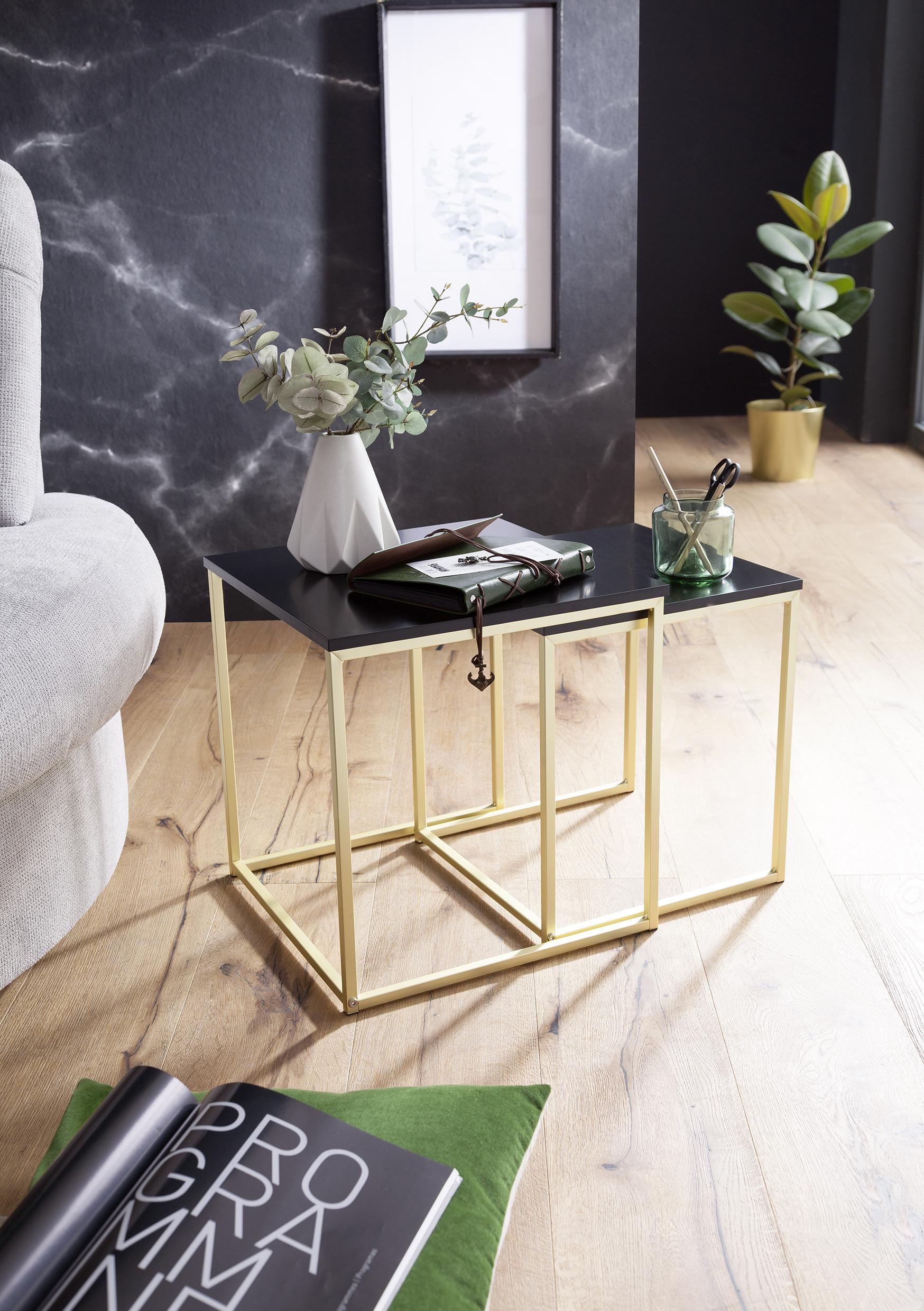 Beistelltisch in Gold/Schwarz aus Dekor 2er-Set
