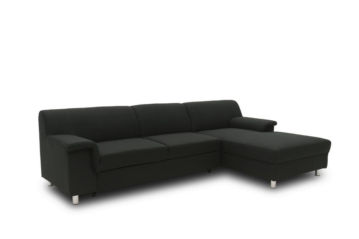 Ecksofa Jamie Rücken Echt Schwarz Webstoff - Chromfarben/Schwarz, KONVENTIONELL, Textil (251/150cm) - MID.YOU