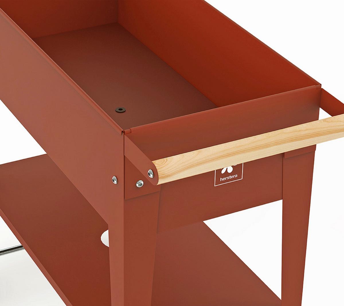 Hochbeet Stahl Kräuterfabrik mit Rollen 35x80x75 cm Rot - Rot, Basics, Metall (35/80/75cm)