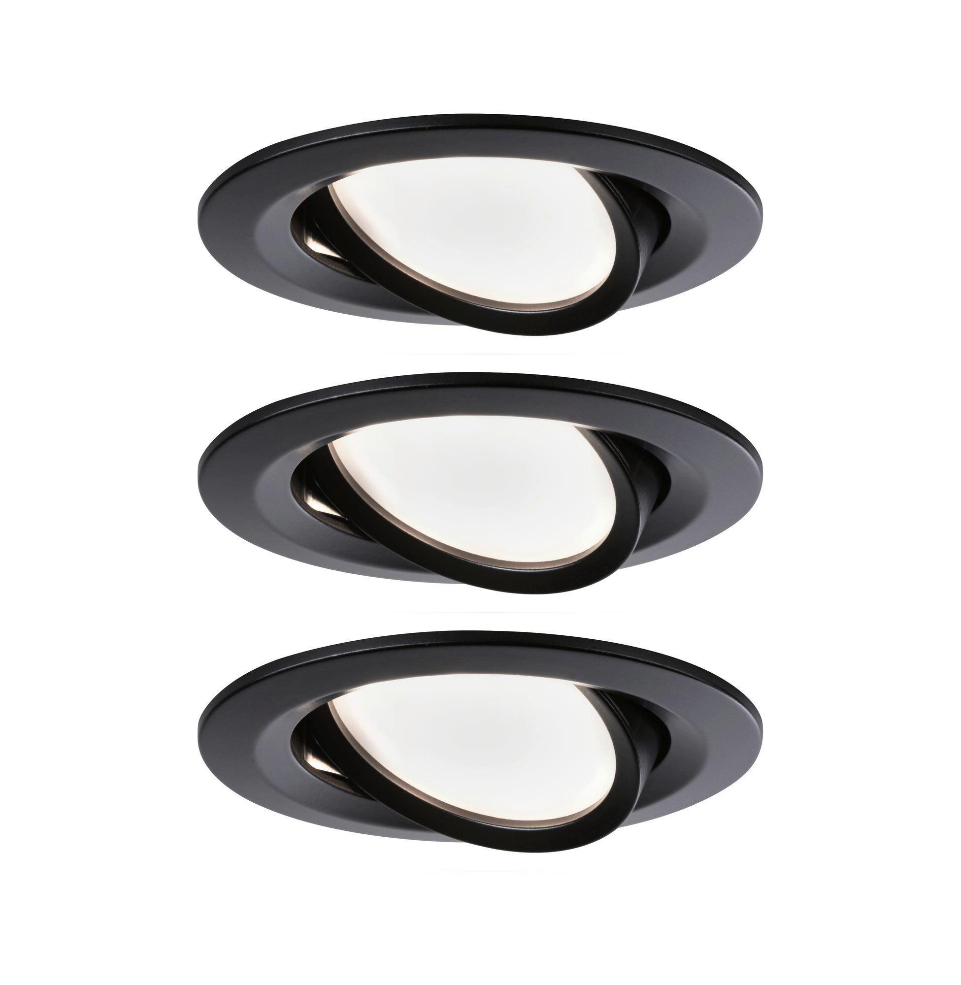 Deckenleuchte 3er-Set Ø 8,4 cm, dimmbar, rund - Schwarz, Basics, Metall (8,4cm) - Paulmann