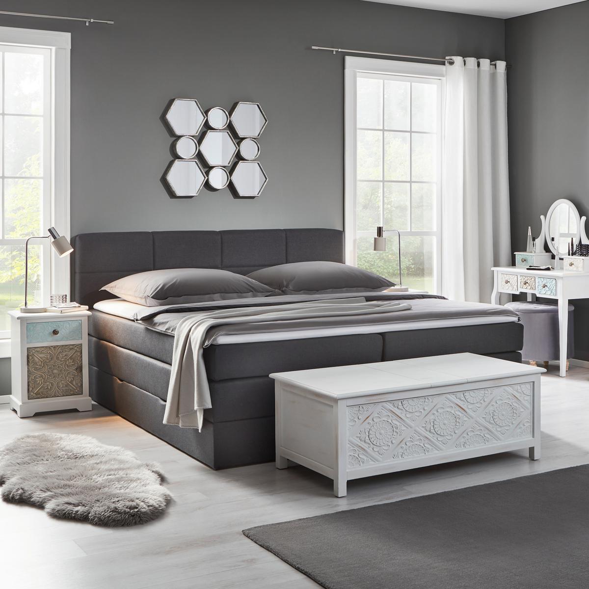 Čalúnená boxspring posteľ Greta, 180x200, tmavosivá - tmavosivá, Modern, drevo/kompozitné drevo (180/200cm) - Bessagi Home