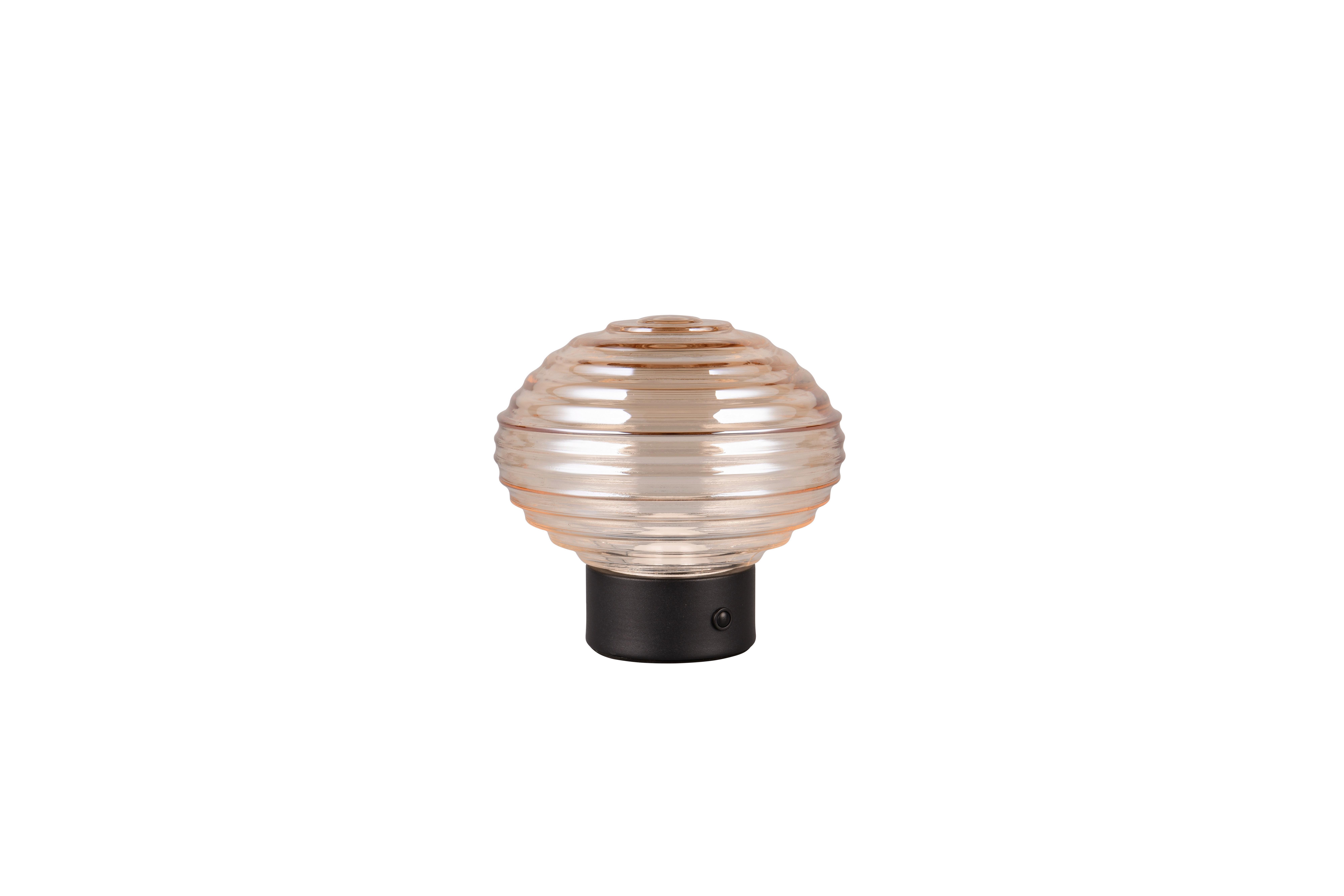 Akku-Tischleuchte R57771113 Earl - Bernsteinfarben/Schwarz, KONVENTIONELL, Glas/Metall (15,5/14,5cm)