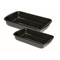 Auflaufform Eisen 2er-Set L/B/H: ca. 42/25,7/16 cm - Schwarz, Basics, Metall (42/25,7/16cm) - Kelomat