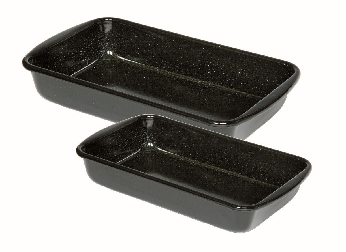 Auflaufform Eisen 2er-Set L/B/H: ca. 42/25,7/16 cm - Schwarz, Basics, Metall (42/25,7/16cm) - Kelomat