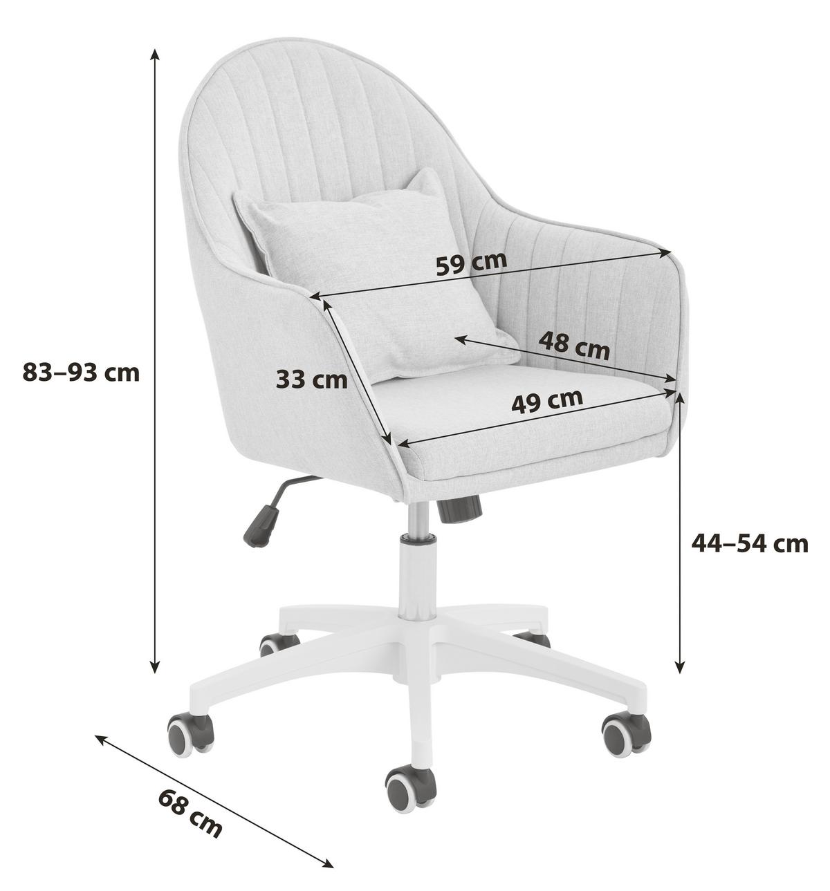 Bürostuhl Palermo höhen- verstellbar Beige bis 140 kg - Beige/Weiß, Design, Kunststoff/Textil (59/83-93/68cm) - Livetastic