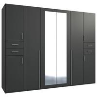 Drehtürenschrank Mit Spiegel + Laden B: 270 Cm Vegas, Graphit - Graphitfarben/Weiß, Basics, Holzwerkstoff (270/208/58cm) - MID.YOU