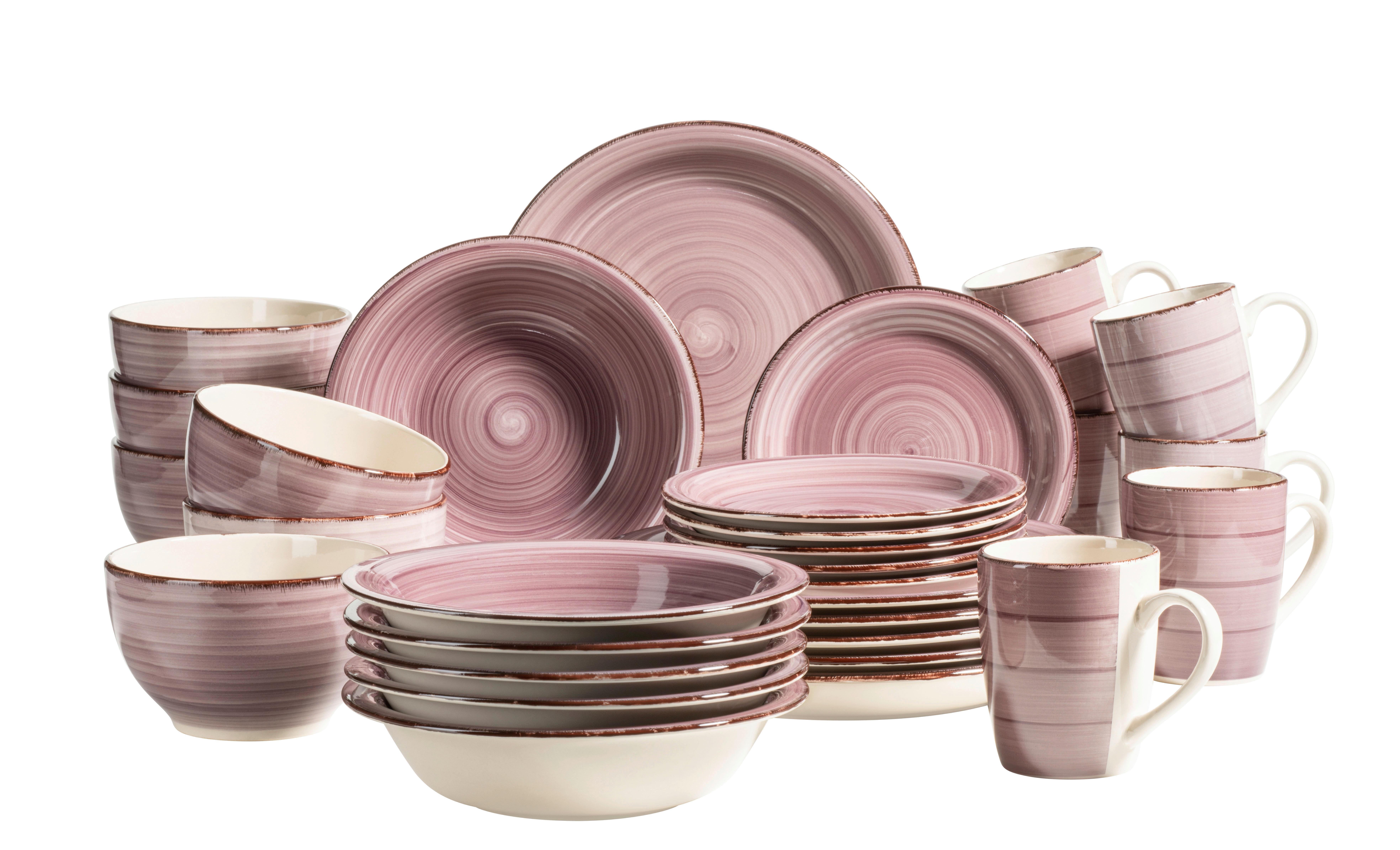 Kombiservice Lumaca Steinzeug 6 Personen Geschirr Set - Koralle, Basics, Keramik - Mäser