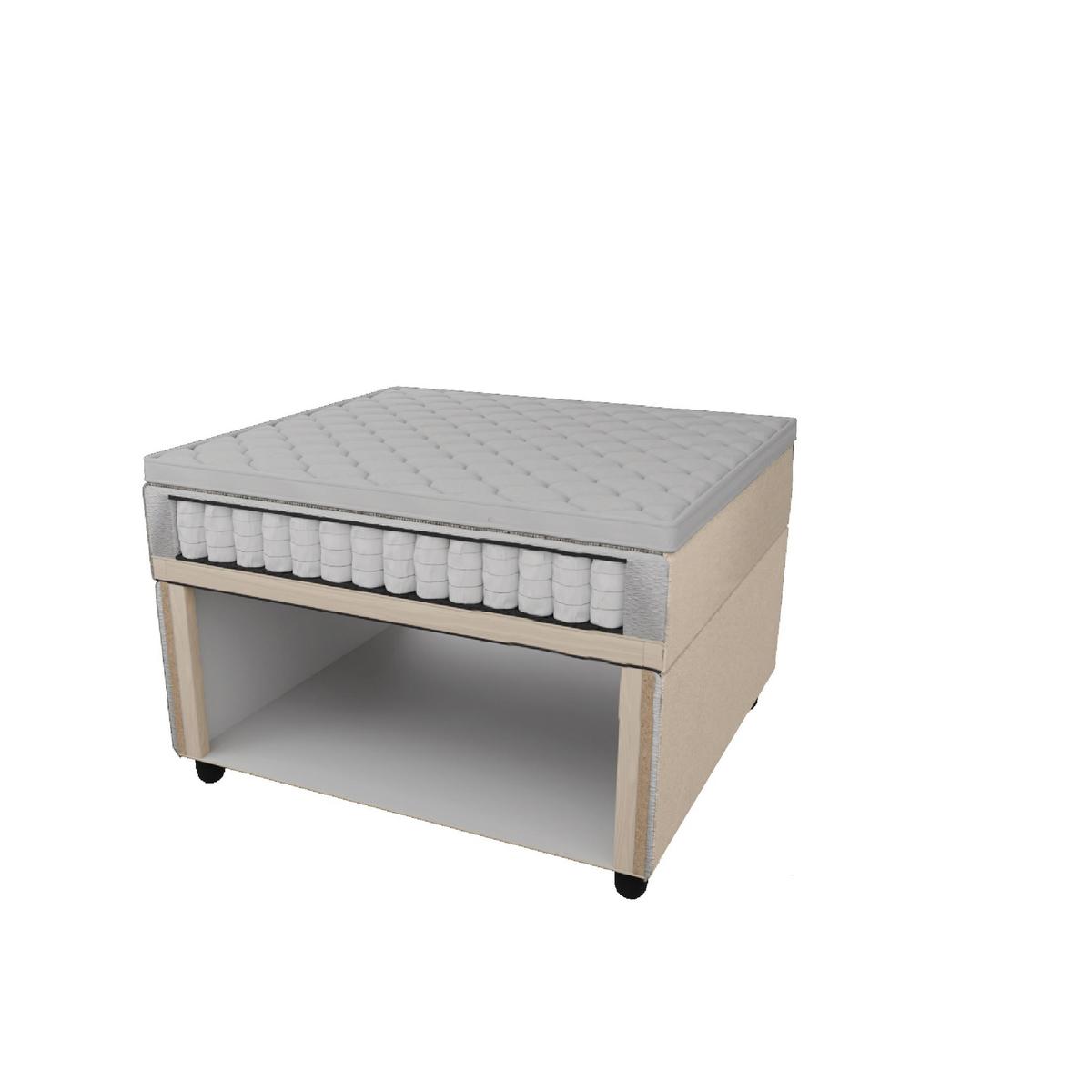 Postel boxspring s toperem, 180x200 cm, béžová - černá/béžová, Moderní, kov/dřevo (180/200cm) - Bessagi Home