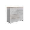 Kommode 79 cm Mailand Typ 3, Weiß Hochglanz - Weiß Hochglanz/Eichefarben, MODERN, Holzwerkstoff (79/73/33cm) - MID.YOU
