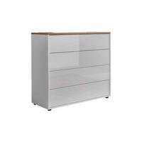 Kommode 79 Cm Mailand Typ 3, Weiß Hochglanz - Weiß Hochglanz/Eichefarben, MODERN, Holzwerkstoff (79/73/33cm) - MID.YOU