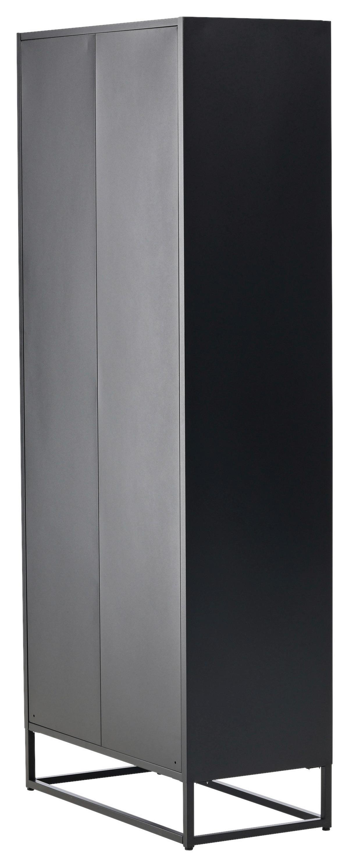 Vitrine Bakal - Schwarz, Design, Glas/Metall (80/190/41cm) - Livetastic