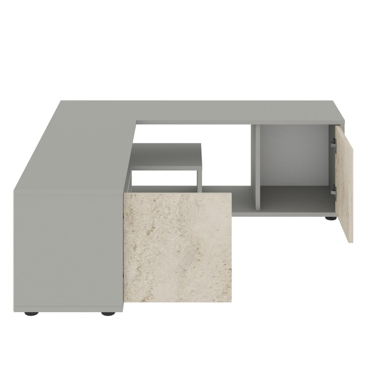 Lowboard Rosa Grau/beige B: 125 Cm - Beige/Grau, Design, Holzwerkstoff (125/40/120cm) - Livetastic