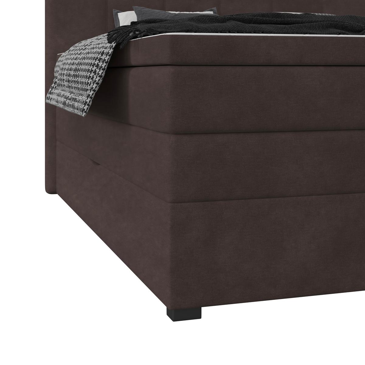Boxspringbett mit Topper & Bettkasten 160x200 Lauro - Anthrazit/Schwarz, Trend, Textil (160/200cm)
