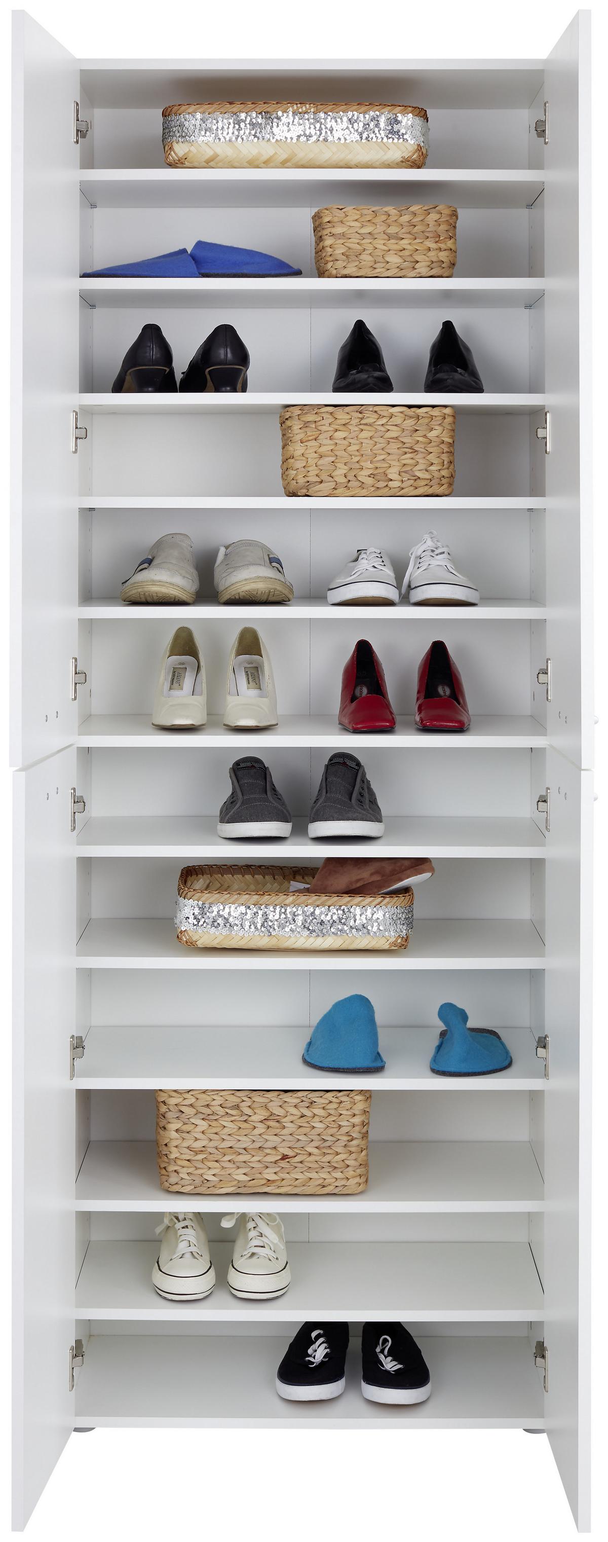 Schuhschrank Elan Weiß 4 Türen B: 70 Cm - Alufarben/Weiß, MODERN, Holzwerkstoff (70/200/36.6cm)