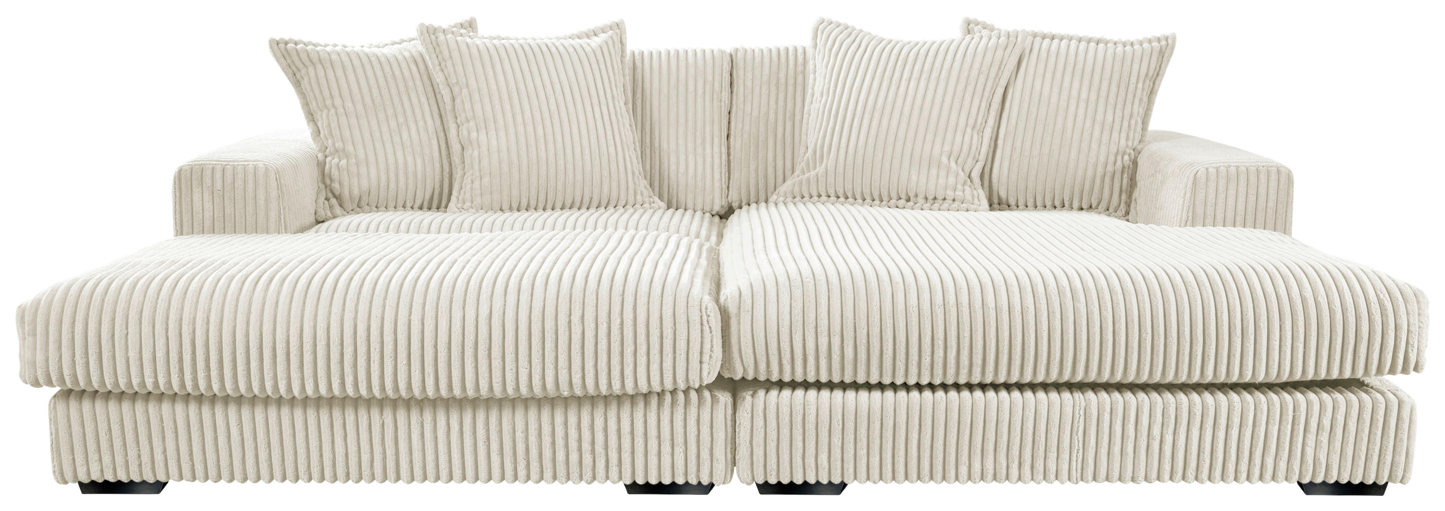 Ecksofa Funny Rechts Weiß mit Hocker B: 285 cm - Schwarz/Weiß, Basics, Textil (285/195cm) - Livetastic