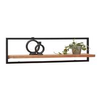 Nástěnná police SHIVA SHIVA - černá/barvy akácie, Moderní, kov/dřevo (100/28/25cm)