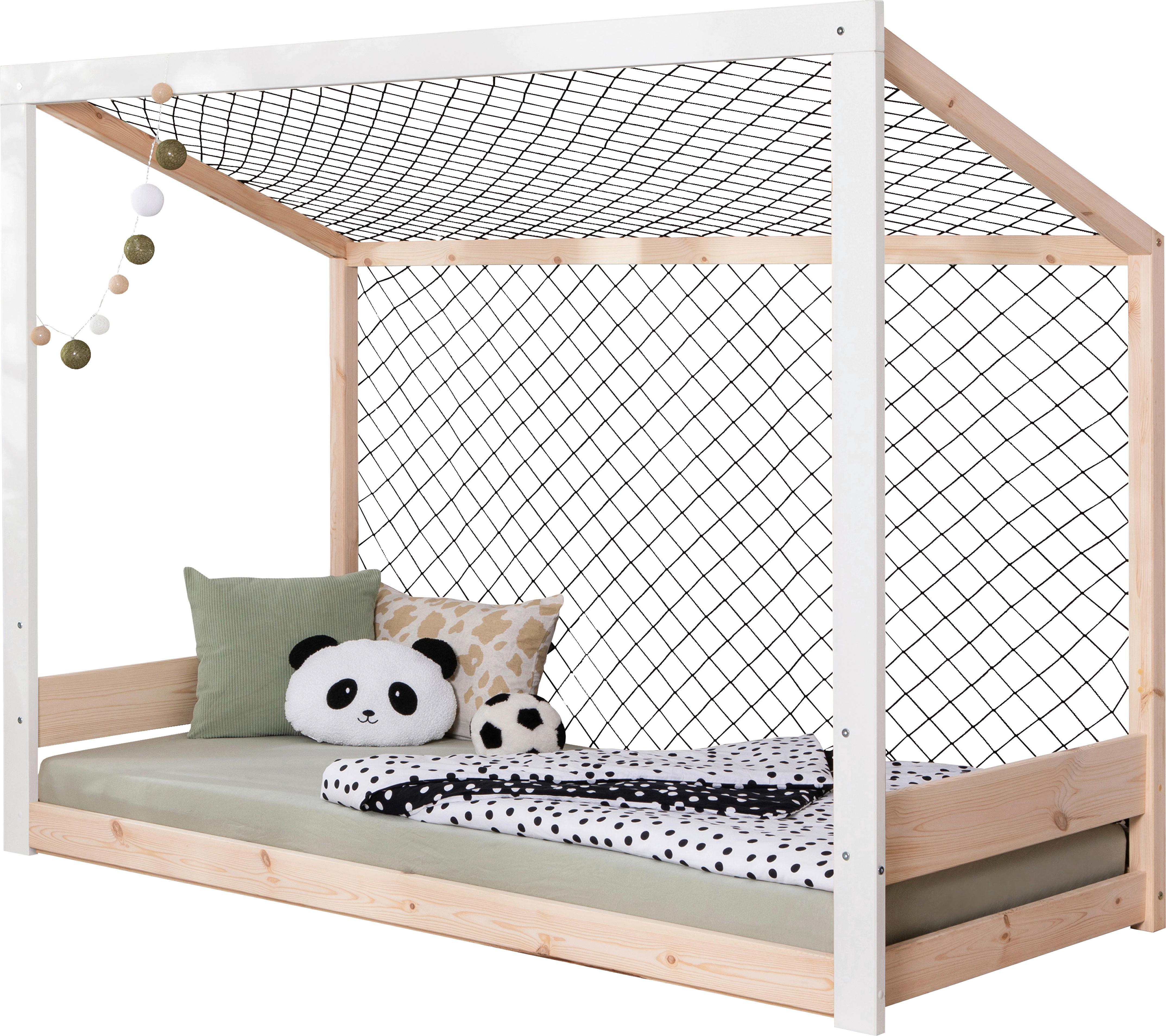 Bodenbett mit Matratze 90x200 cm Naturfarben/Weiß - Naturfarben/Weiß, MODERN, Holz/Textil (90/200cm) - MID.YOU