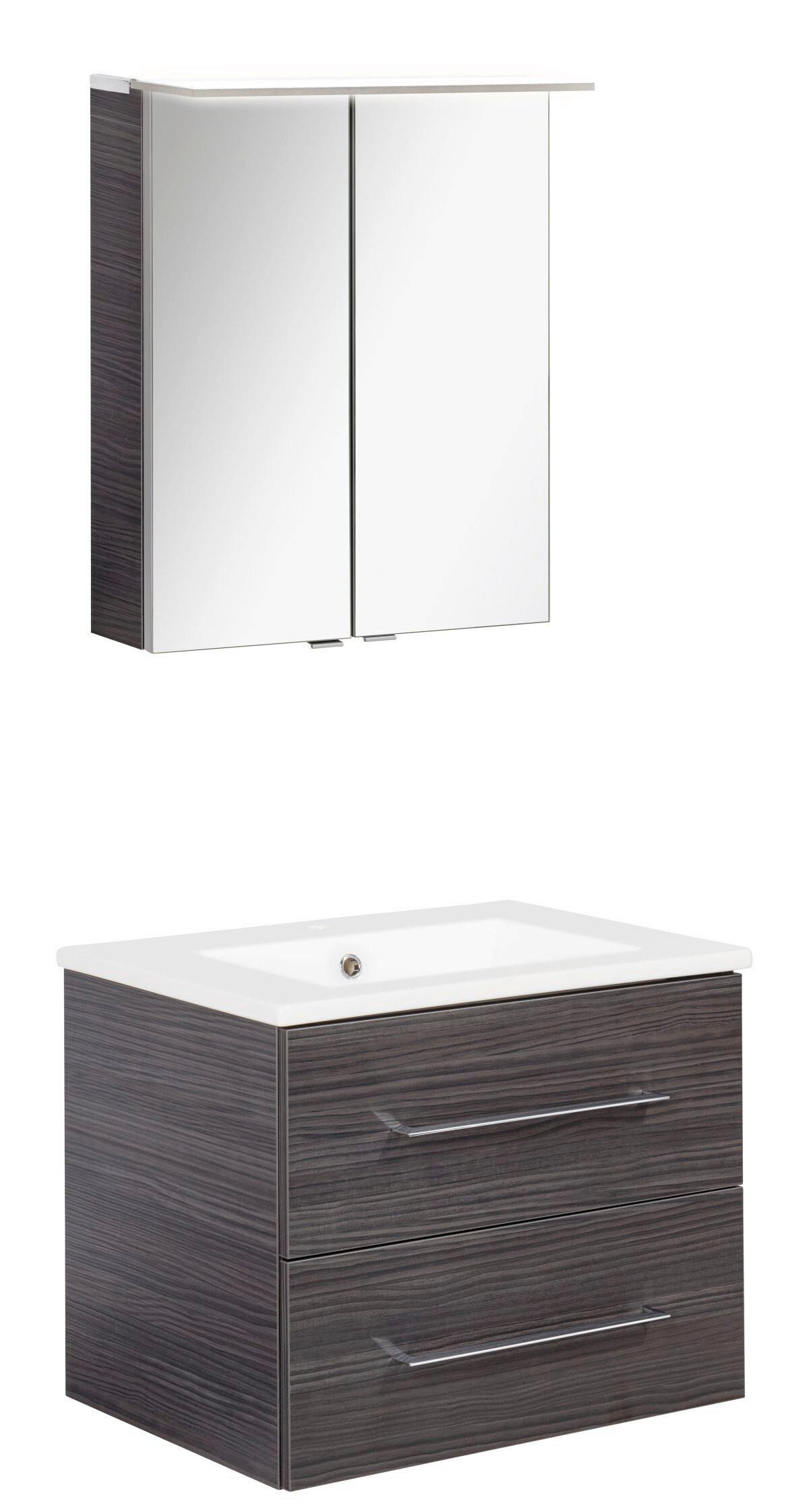 Badezimmer B.Perfekt Eichefarben 3-Teilig - Eichefarben/Silberfarben, Basics, Glas/Keramik (62,2cm) - MID.YOU