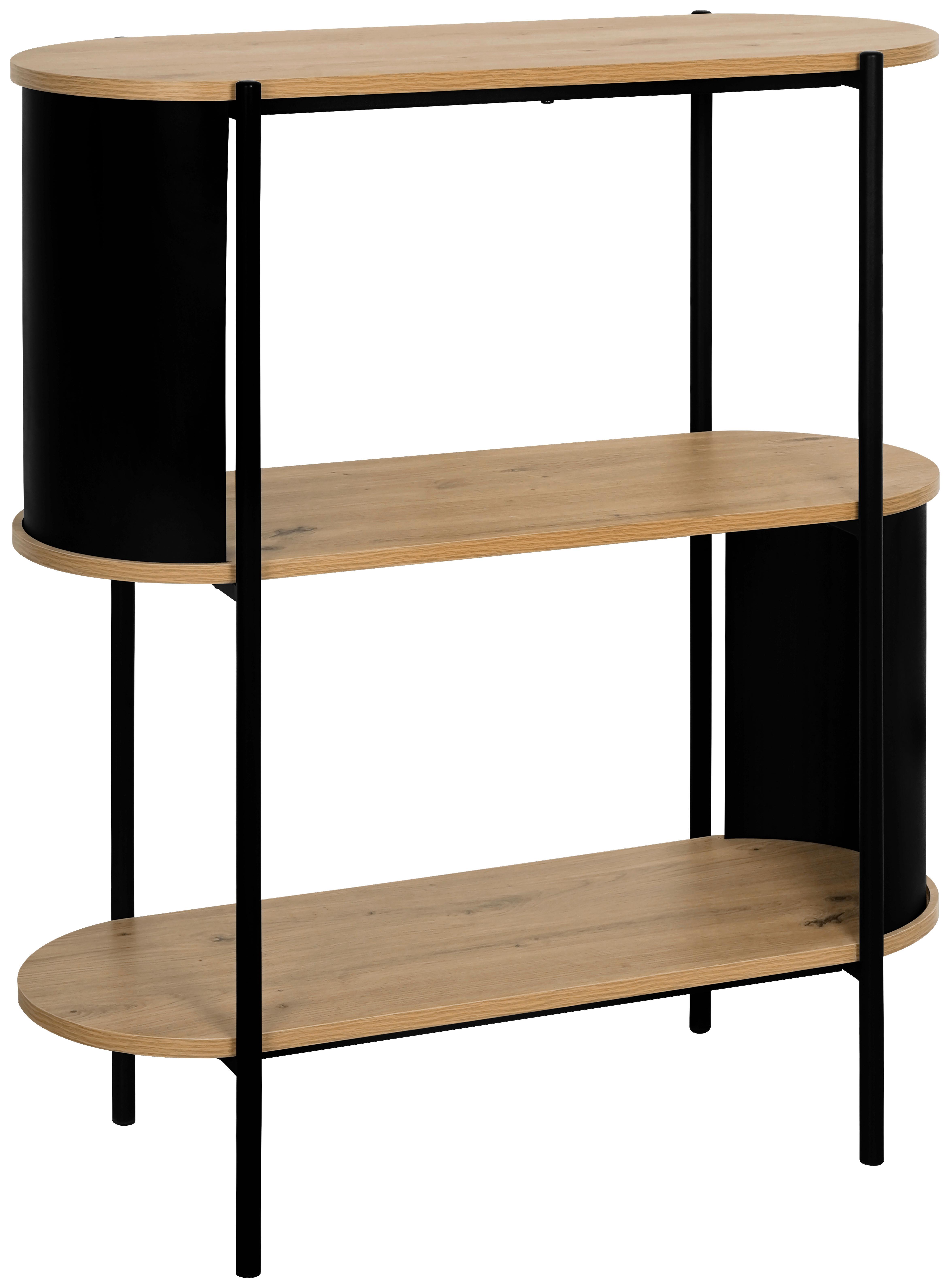 Polc Ld24100601 80/95 Cm - fekete/Artisan tölgy, Modern, faalapú anyag/fém (80/95/34cm)