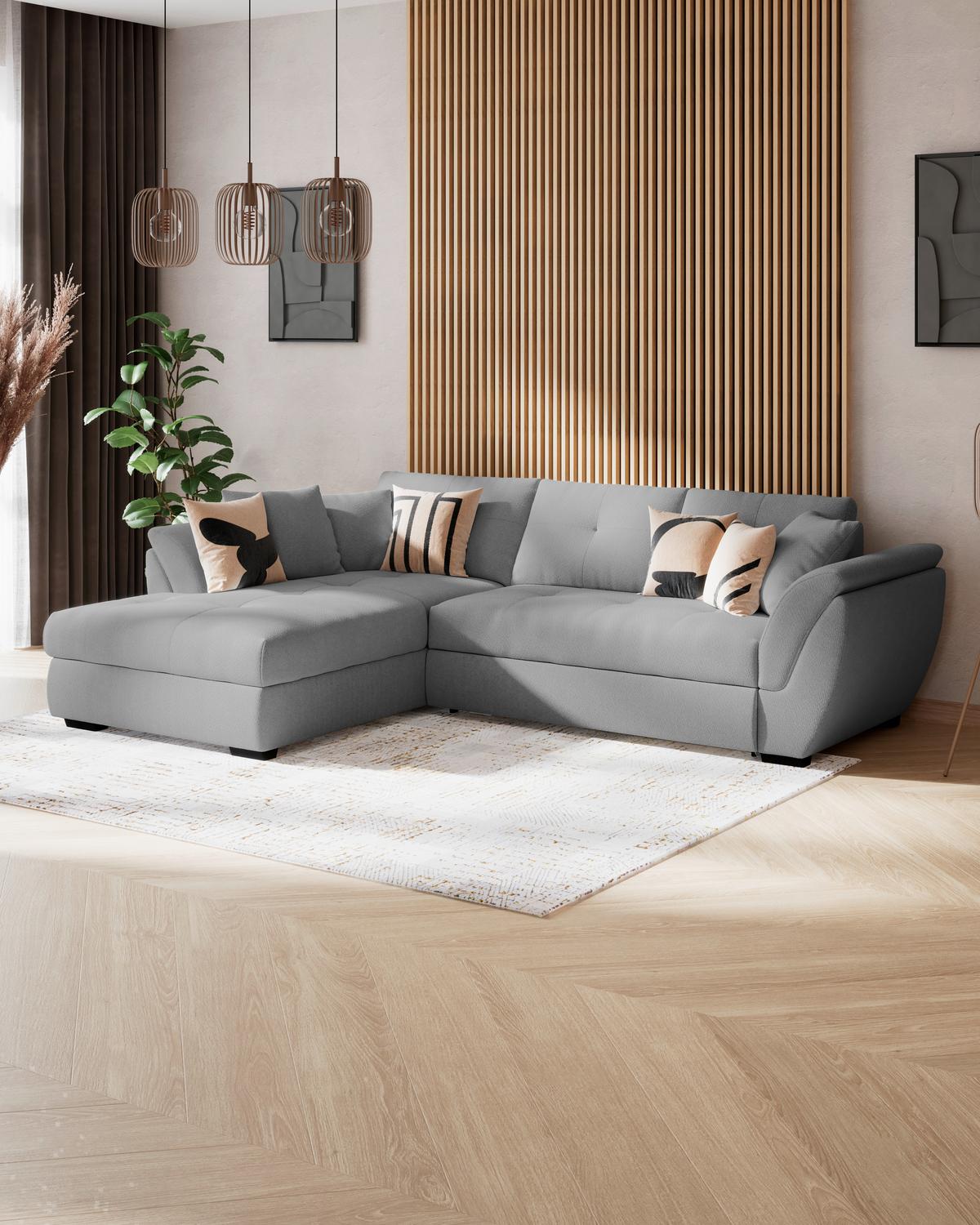 Rohová sedačka BERISSO, levá, tmavě šedá - černá/tmavě šedá, Konvenční, textil/plast (187/278cm) - Ondega