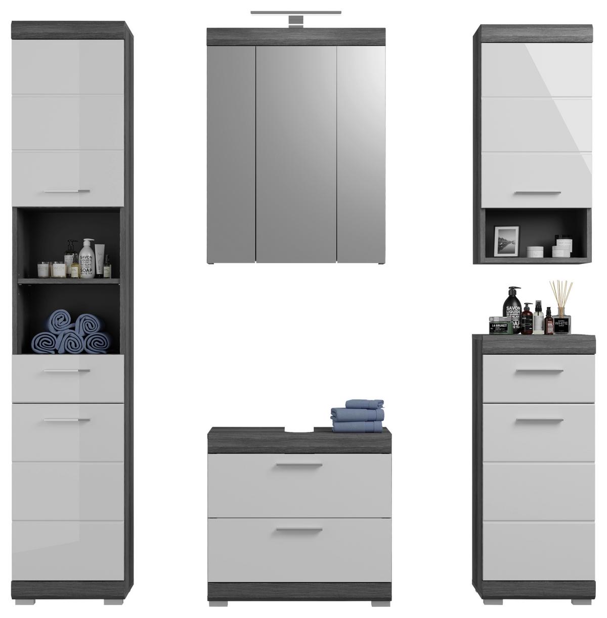 Badezimmer Scout - Weiß Hochglanz, MODERN, Holzwerkstoff (134cm) - MID.YOU