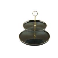 Etagere Filipa - Dunkelgrün/Goldfarben, Design, Glas/Metall (28+21cm) - Luca Bessoni