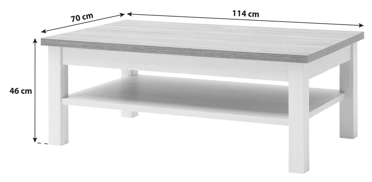 Couchtisch Brixen Weiß/Eichefarben - Eichefarben/Weiß, Design, Holzwerkstoff (114/70/46cm) - Livetastic