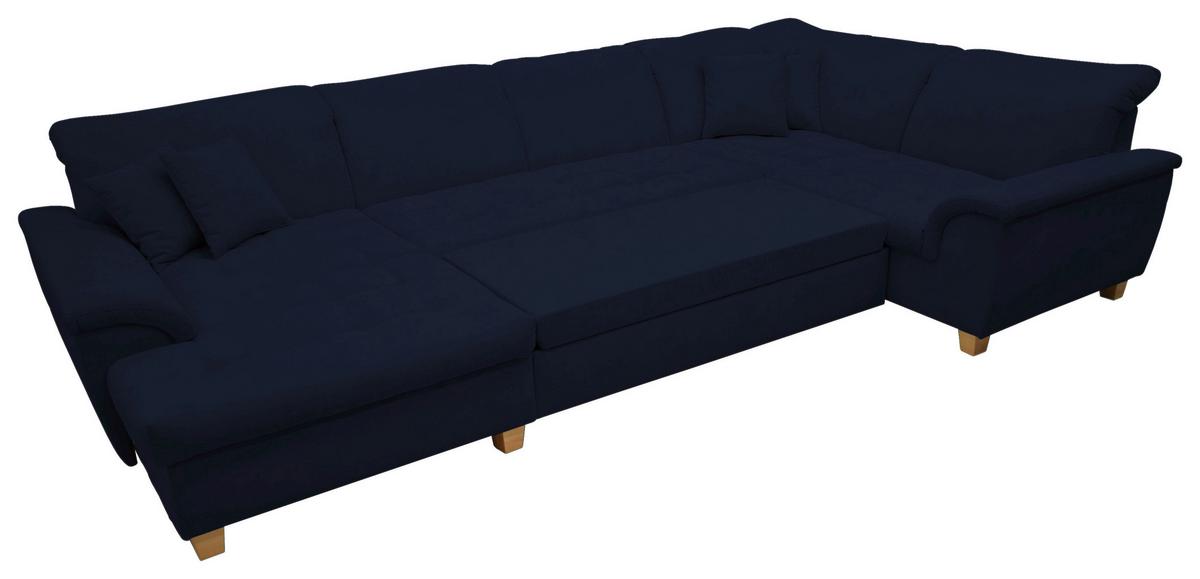 Wohnlandschaft Franzi Mit Schlaffunktion Blau - Eichefarben/Dunkelblau, KONVENTIONELL, Textil (170/352/214cm) - MID.YOU