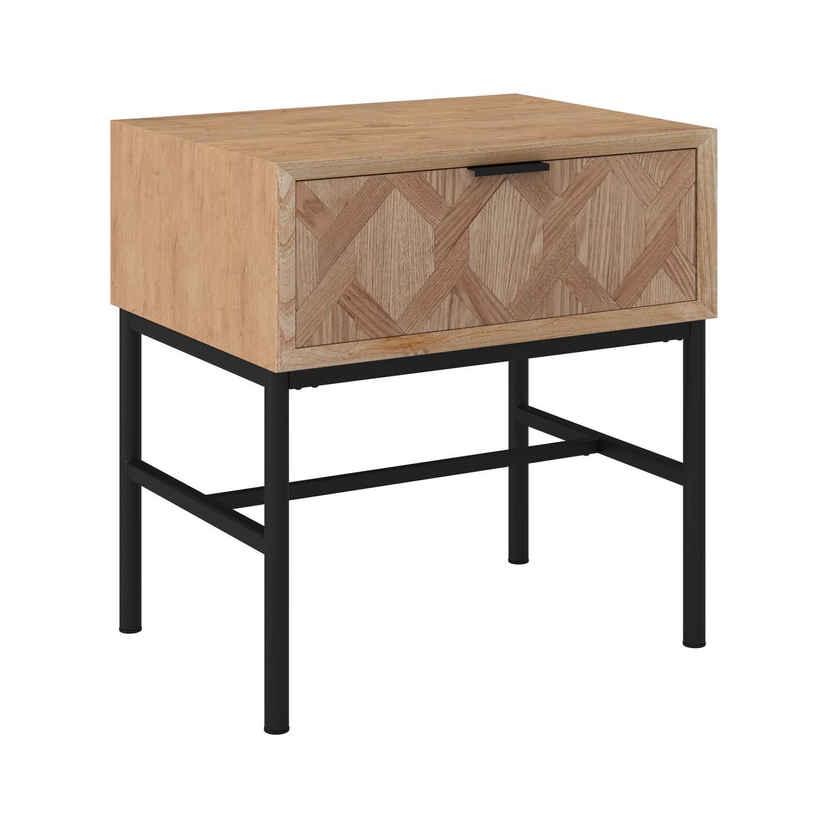 Noční stolek MILANO dyha - černá/barvy jasanu, Moderní, kov/dřevo (47,5/51/36cm) - Bessagi Home