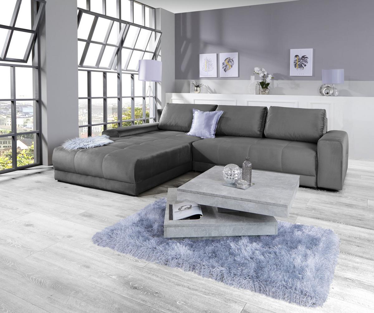 Ecksofa Mit Schlaffunktion + Bettkasten Adria Dunkelgrau - Dunkelgrau, MODERN, Textil (213/308cm) - Luca Bessoni