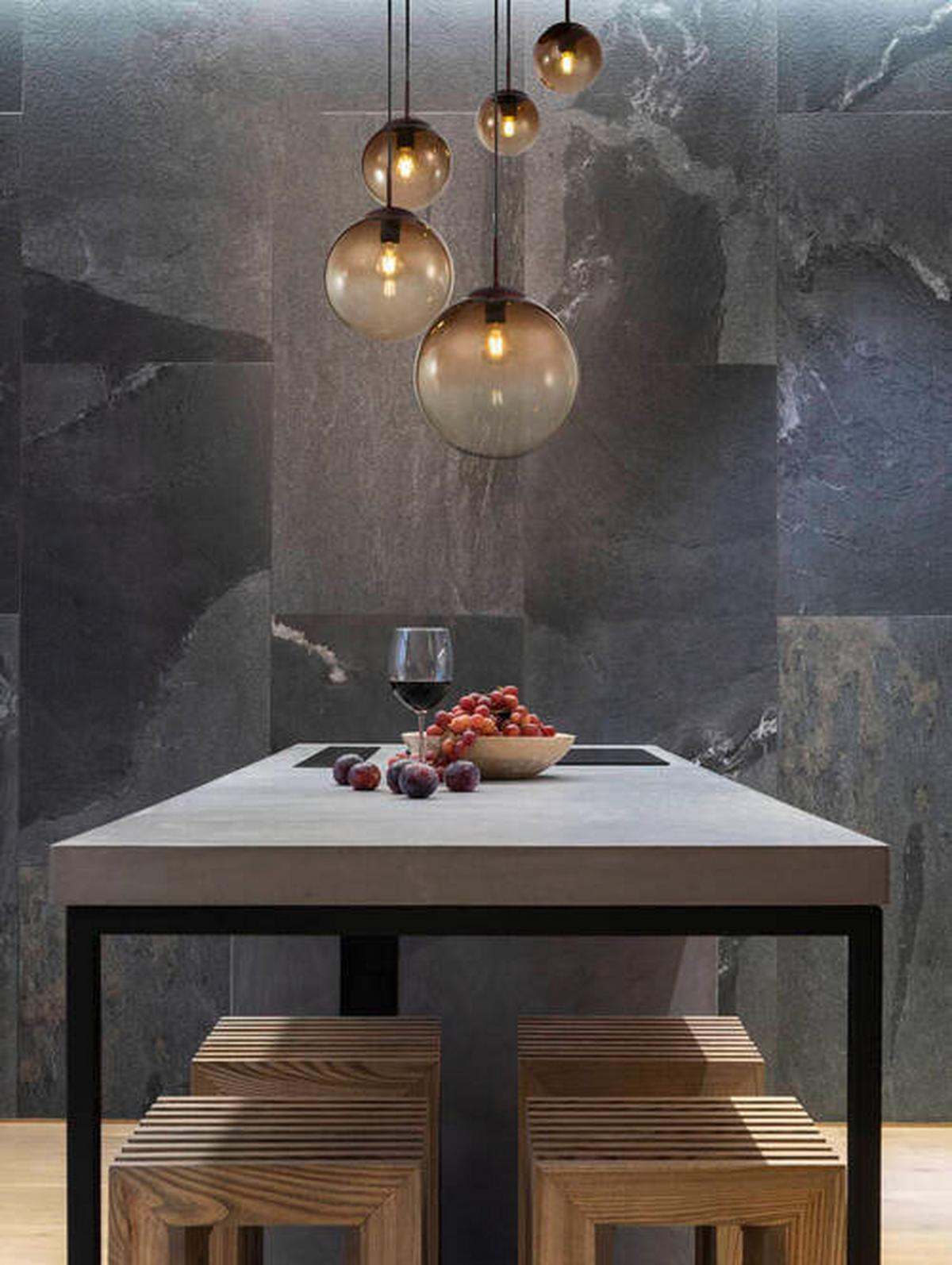 Hängeleuchte Exkl. 5xe27, 40w - Bernsteinfarben/Braun, Design, Glas/Metall (65/150cm) - Globo