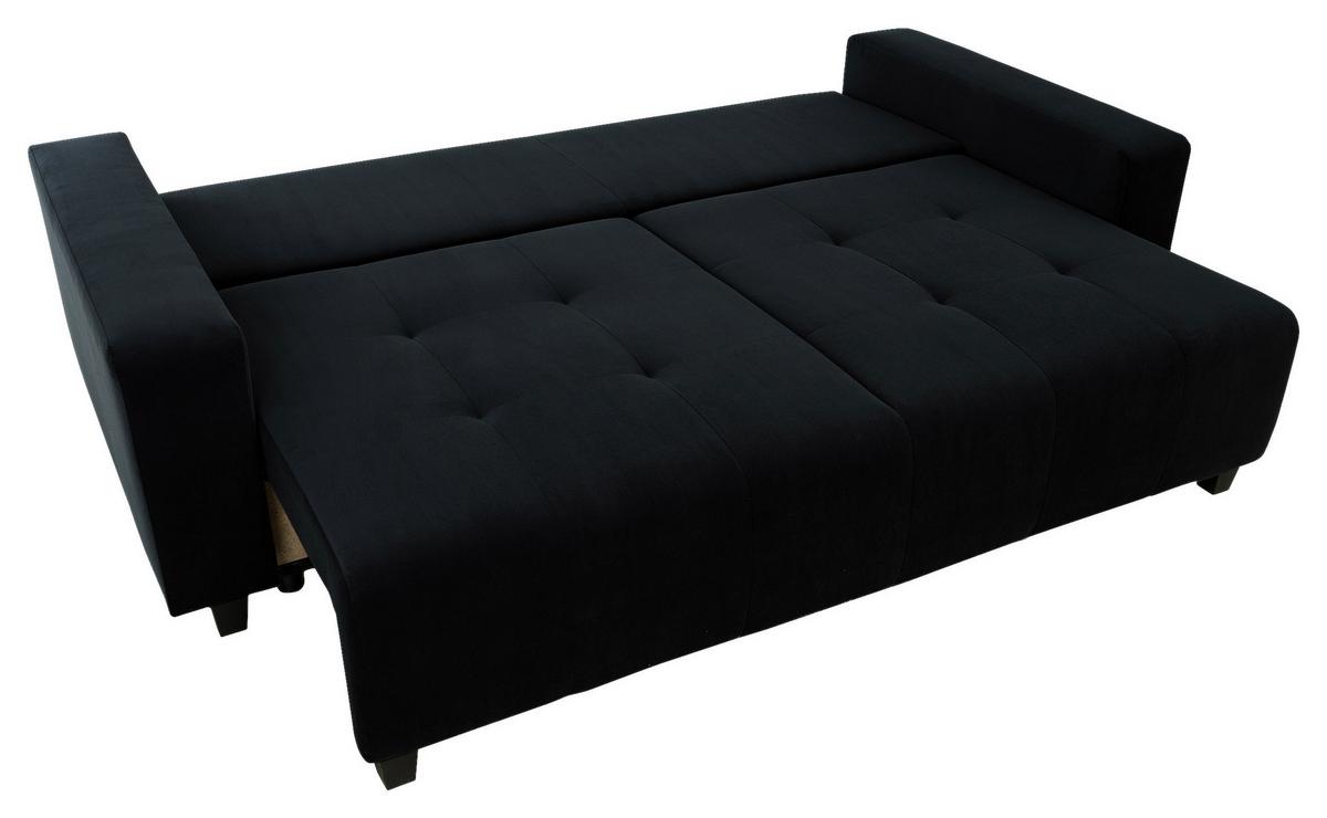Ecksofa mit Bettfunktion Lily Velours schwarz, 240x119cm - Anthrazit/Schwarz, Trend, Holz/Holzwerkstoff (240/119cm) - Luca Bessoni