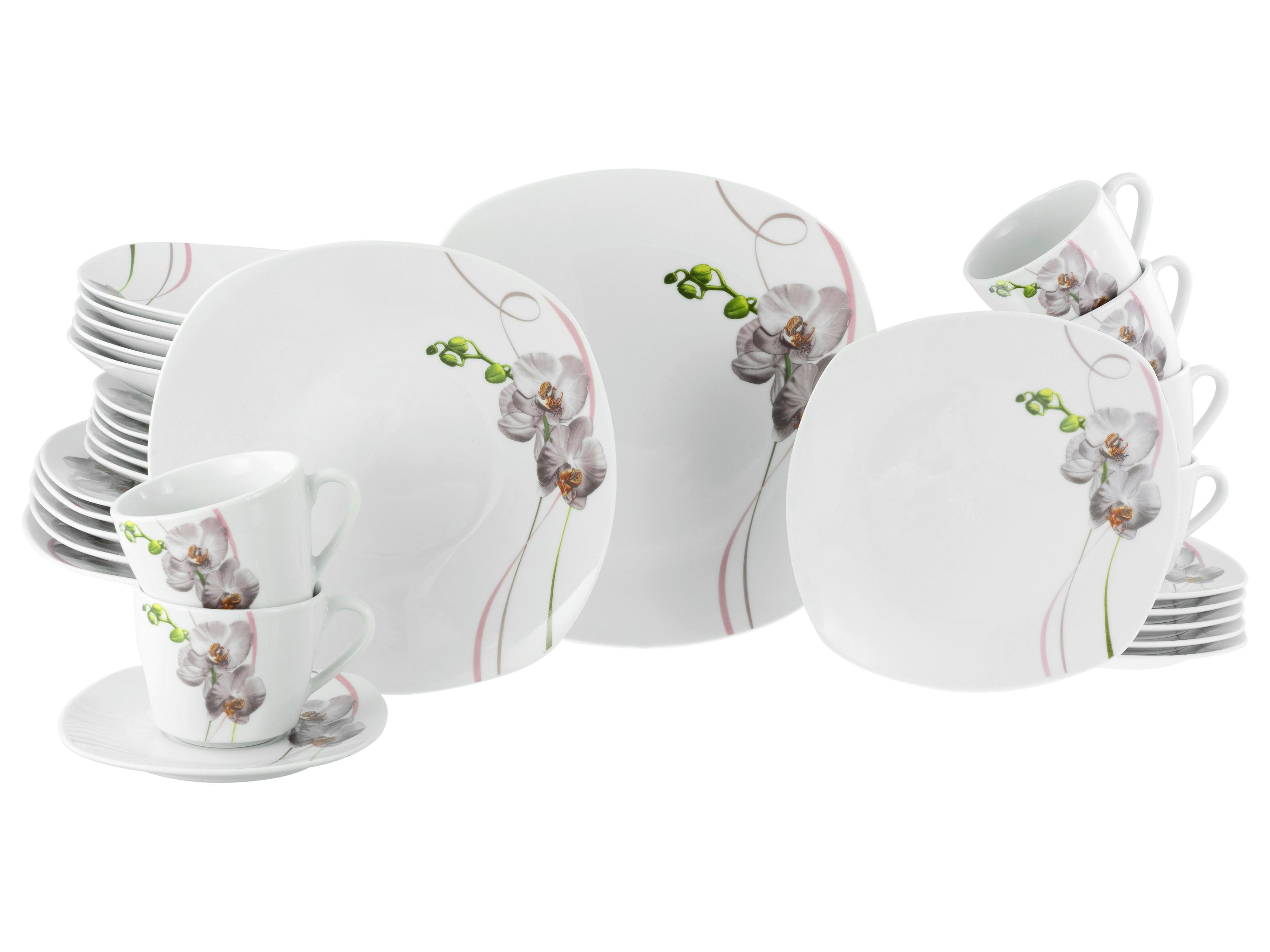 Kombiservice Square Orchidee 30--Teilig., Multicolor - Multicolor, Trend, Keramik - Creatable