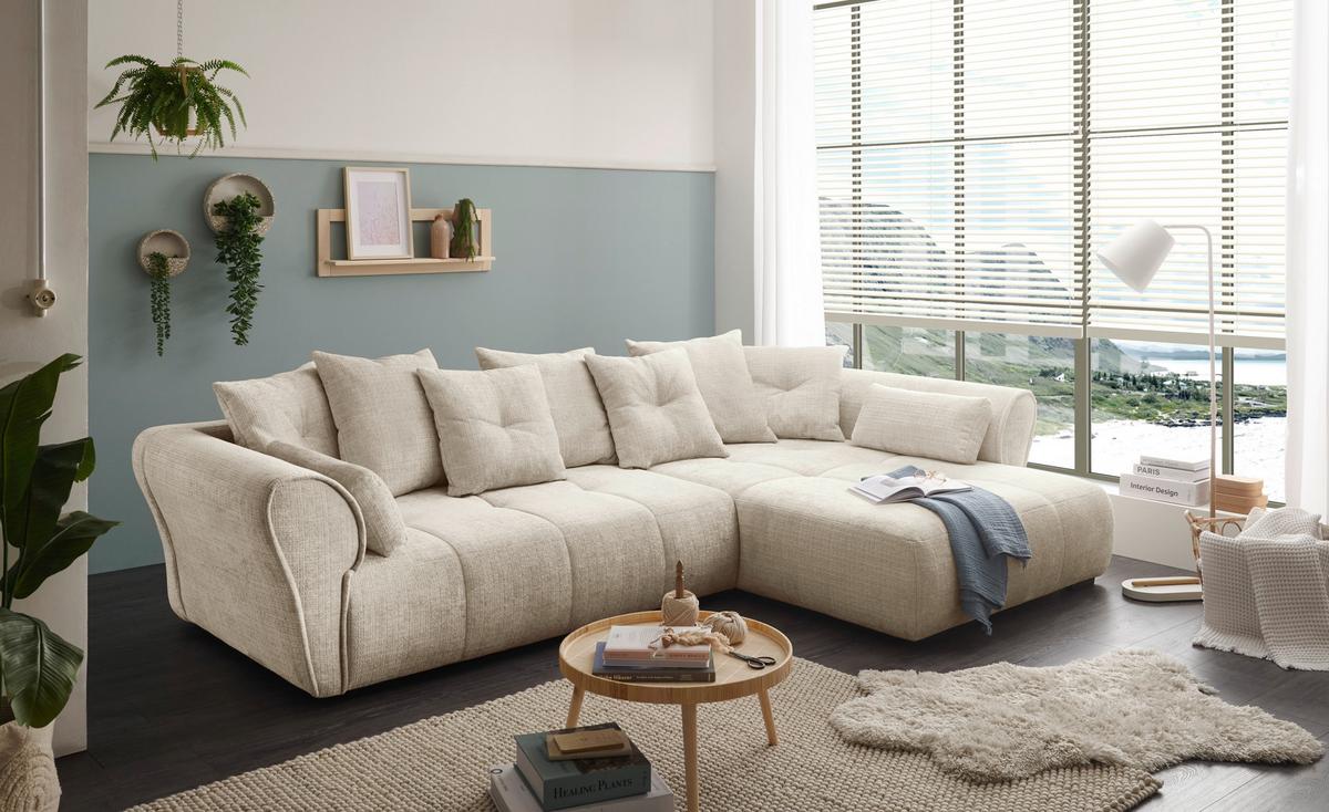 Ecksofa Riska Beige S: 330x197 cm - Beige/Schwarz, KONVENTIONELL, Textil (330/197cm) - MID.YOU