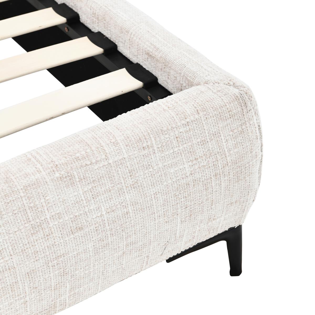 Čalouněná postel GLARIS 160x200 cm, krémová - černá/barvy dubu, Moderní, kov/dřevo (160/200cm) - Bessagi Home