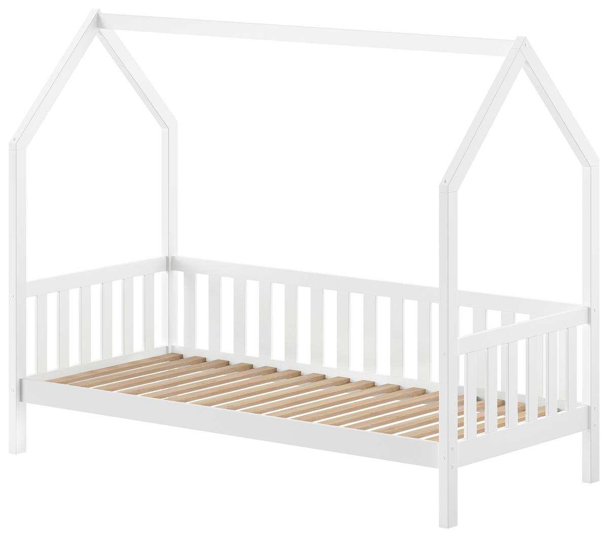 Hausbett Cabane Weiß 90x200cm - Weiß/Naturfarben, Natur, Holz (90/200cm) - Vipack