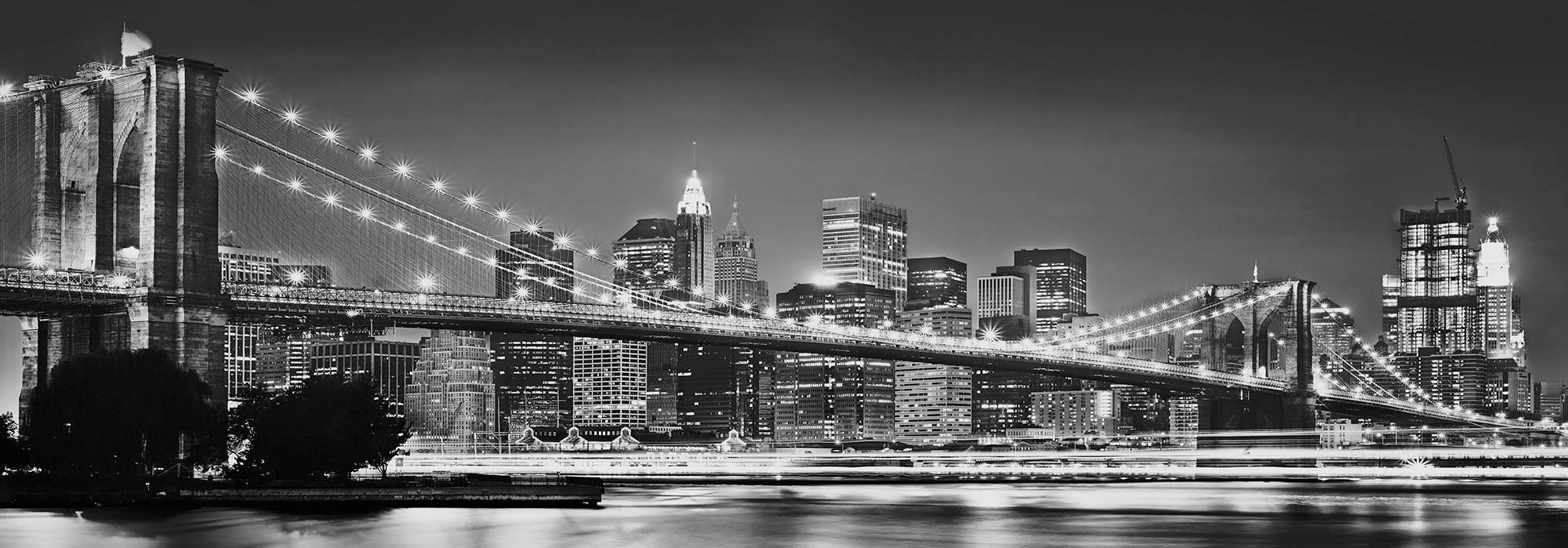 Vliestapete Brooklyn Bridge - Schwarz/Weiß, Basics (400/140cm) - Komar