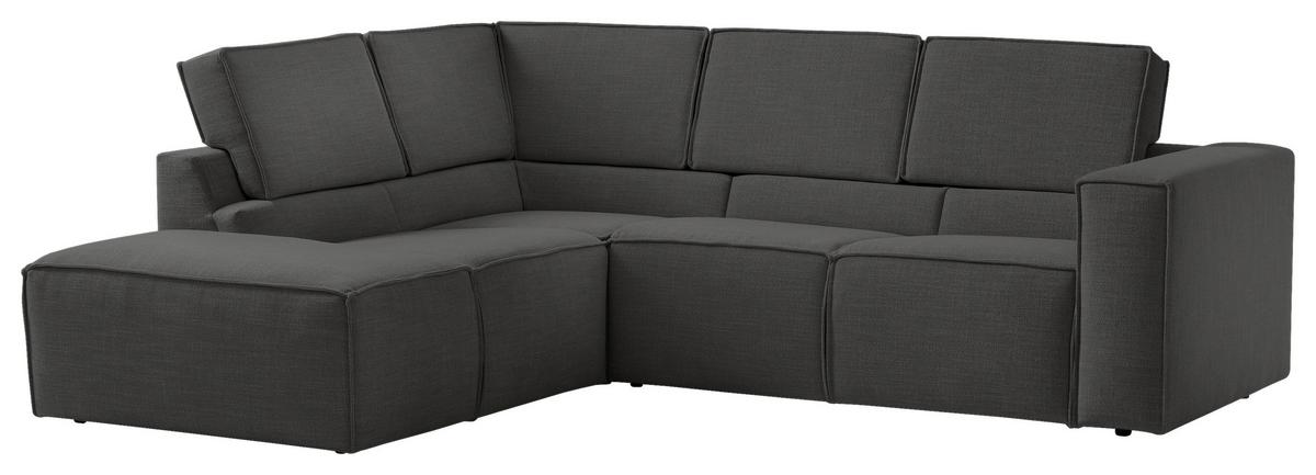 Ecksofa Dice Anthrazit - Anthrazit/Schwarz, MODERN, Textil (220/255cm) - MID.YOU